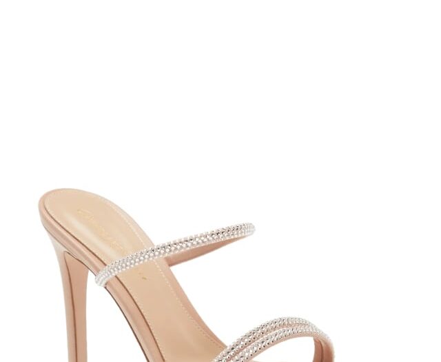 Crystal Embellished Pointed Toe Platform Slide Sandal