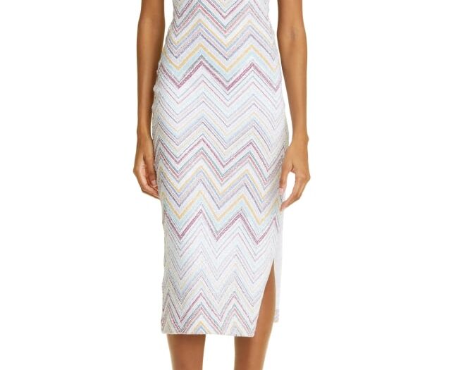 Sequin Zigzag Sweater Dress